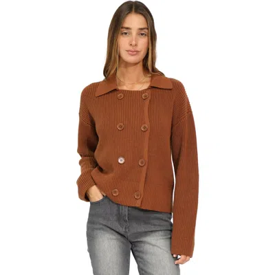 Belle & Bloom Make It With You Buttoned Cardi Jacket In Brown