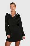 Belle & Bloom Make Me Feel Layered Shirt Dress In Black/white