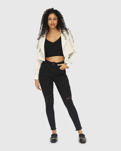 Belle & Bloom Manhattan Cropped Trench In Beige