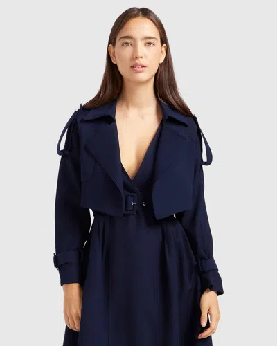 Belle & Bloom Manhattan Cropped Trench In Blue