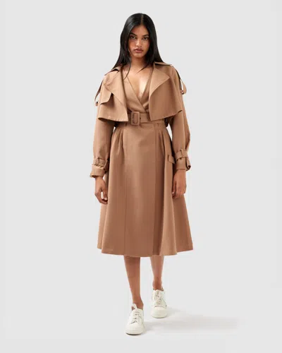 Belle & Bloom Manhattan Cropped Trench In Brown