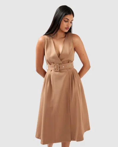 Belle & Bloom Miss Independence Midi Dress In Brown