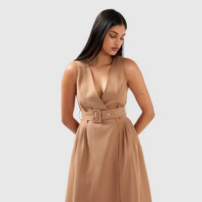 Belle & Bloom Miss Independence Midi Dress In Brown