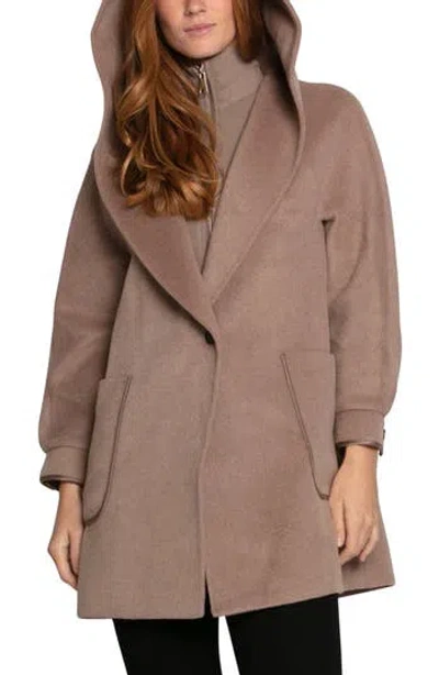 Belle & Bloom Next To You Coat With Rib Knit Bib In Brown
