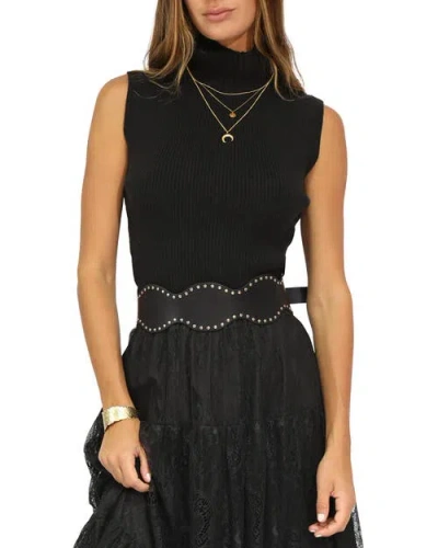 Belle & Bloom No Other Love Leather Studded Belt In Black