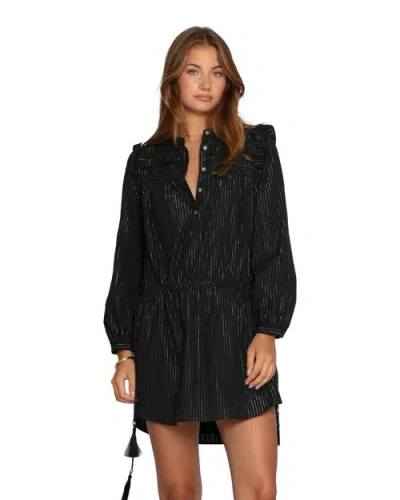 Belle & Bloom Off The Vine Lurex Stripe Mini Dress In Black