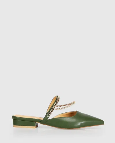Belle & Bloom On The Go Leather Flat In Green