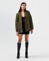 Belle & Bloom Over It Cotton Quilted Bomber Jacket In Green