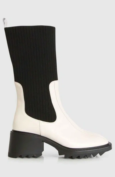Belle & Bloom Perfect Illusion Knit Boot In Cream/black