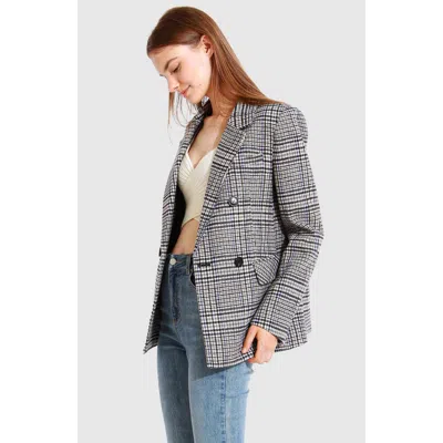 Belle & Bloom Piccadilly Wool Blend Plaid Blazer In Grey
