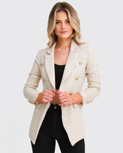 Belle & Bloom Princess Polina Textured Weave Blazer In Nude