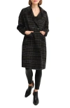 Belle & Bloom Publisher Double Breasted Plaid Print Wool Blend Coat In Black Plaid