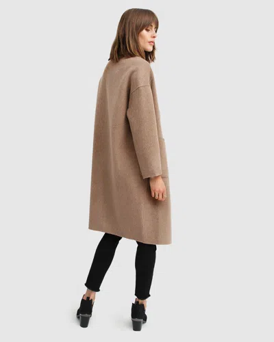 Belle & Bloom Publisher Double-breasted Wool Blend Coat In Brown