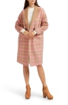 Belle & Bloom Publisher Plaid Double Breasted Wool Blend Coat In Iced Vovo Check