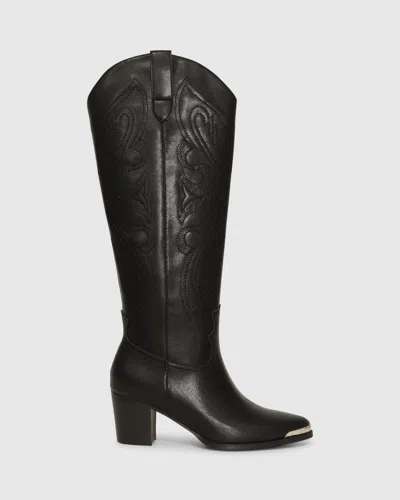 Belle & Bloom Rebelle Knee High Western Boot In Black