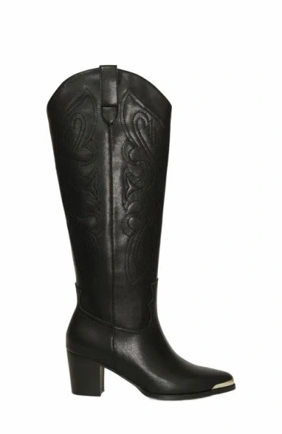 Belle & Bloom Rebelle Knee High Western Boot In Black
