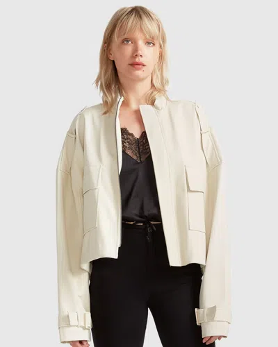 Belle & Bloom Reload Draped Leather Look Jacket In Animal Print