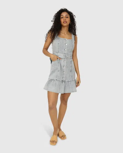 Belle & Bloom Reunite Denim Mini Dress In Gray