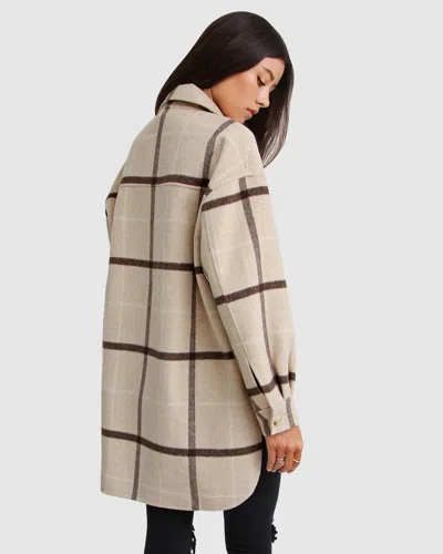 Belle & Bloom River's Edge Plaid Shacket In Beige