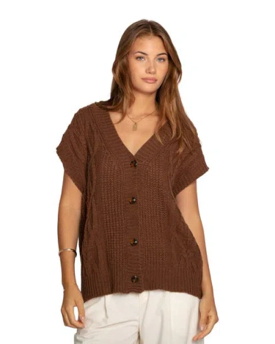 Belle & Bloom Rosette Oversized Knitted Vest In Brown