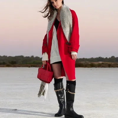 Belle & Bloom Rumour Has It Oversized Wool Blend Coat In Red