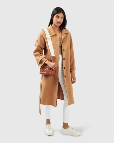 Belle & Bloom Shore To Shore Belted Wool Coat In Brown