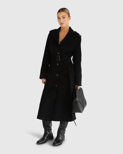 Belle & Bloom Skylight Longline Coat In Black