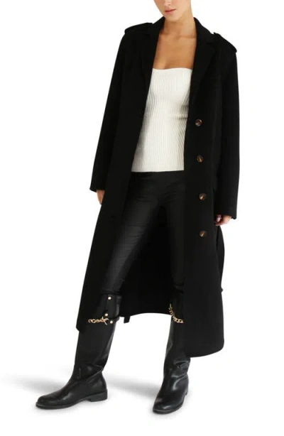 Belle & Bloom Skylilght Longline Wool Blend Coat In Black