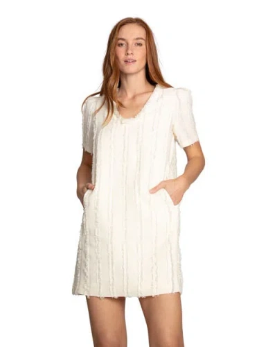Belle & Bloom Solana Boho Fringe Shift Mini Dress In White