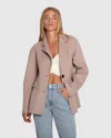 Belle & Bloom Stuck On You Cinch Waist Coat In Beige