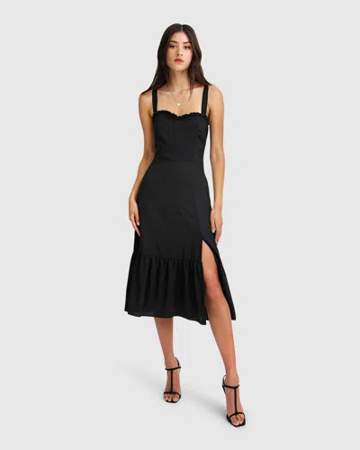 Belle & Bloom Summer Storm Midi Dress In Black