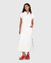 Belle & Bloom Sundown Denim Midi Shirt Dress In White