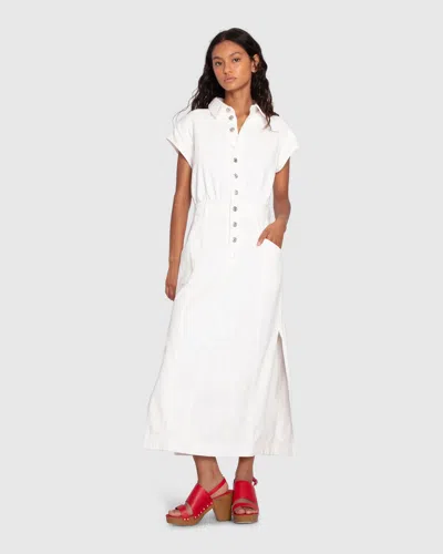 Belle & Bloom Sundown Denim Midi Shirt Dress In White
