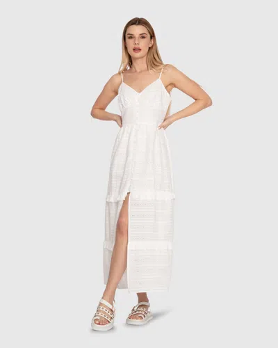 Belle & Bloom Superstition Tiered Maxi Dress In White
