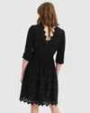 Belle & Bloom Sweet Talk Eyelet Mini Dress In Black