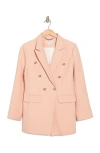Belle & Bloom Textured Weave Double Breasted Blazer In Blush