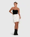 Belle & Bloom There She Goes Frayed Edge Skirt In White