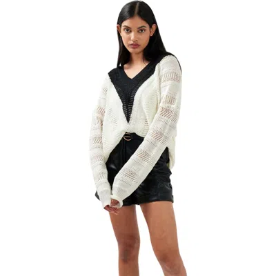 Belle & Bloom This Moment Oversized V-neck Knit In White