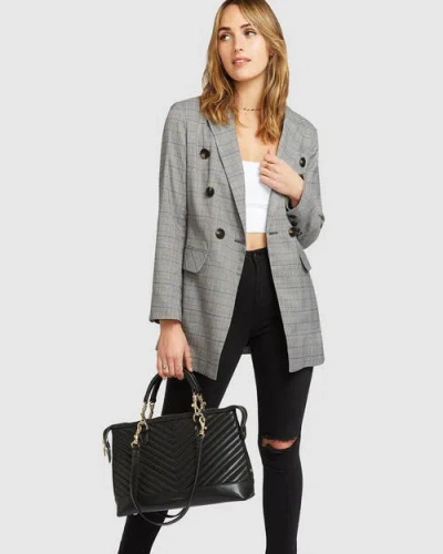 Belle & Bloom Too Cool For Work Plaid Blazer In Grey Blue White