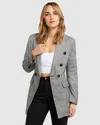 Belle & Bloom Too Cool For Work Plaid Blazer In Pink
