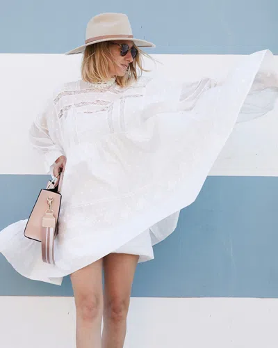 Belle & Bloom Unforgettable Oversized Lace Mini Dress In White