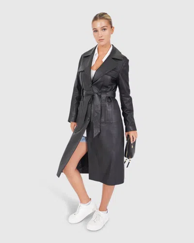 Belle & Bloom Unstoppable Leather Trench In Black
