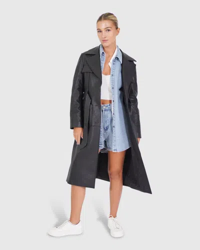 Belle & Bloom Unstoppable Leather Trench In Black