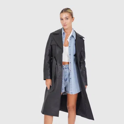 Belle & Bloom Unstoppable Leather Trench In Black
