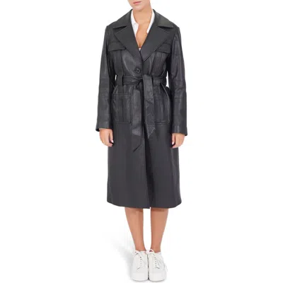 Belle & Bloom Unstoppable Leather Trench Coat In Black