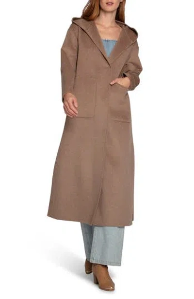 Belle & Bloom Walk My Way Hooded Wool Blend Coat In Brown