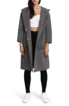 Belle & Bloom Walk This Way Wool Blend Oversized Coat In Black/white