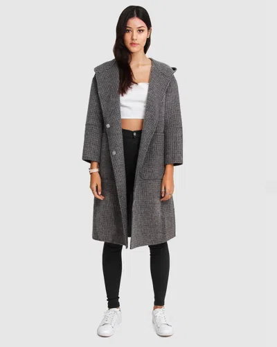 Belle & Bloom Walk This Way Wool Blend Oversized Coat In Black/white