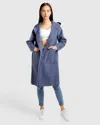 Belle & Bloom Walk This Way Wool Blend Oversized Coat In Navy Micro Check