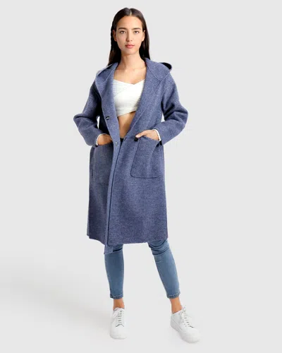 Belle & Bloom Walk This Way Wool Blend Oversized Coat In Blue